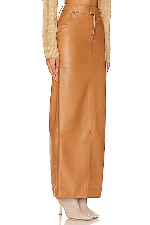 Camila Coelho Anabella Leather Maxi Skirt in Brown