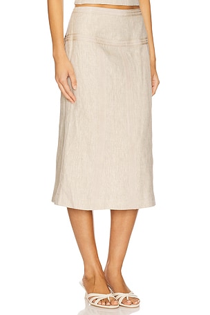 Camila Coelho Cassia Midi Skirt in Beige