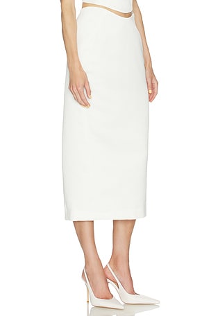 Camila Coelho Lotta Midi Skirt in Ivory