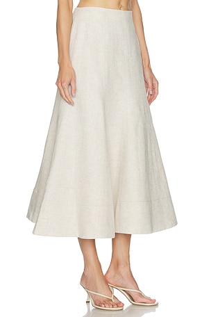 Camila Coelho Malena Linen Midi Skirt in Neutral