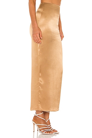 Camila Coelho Selina Maxi Skirt in Metallic Copper