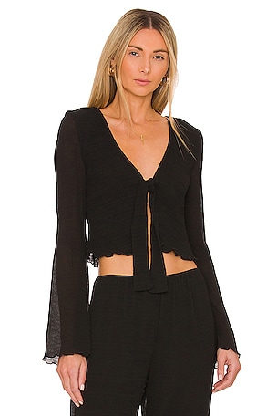 BCBGMAXAZRIA Tie Blouse in Black REVOLVE