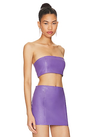 Camila Coelho Leather Tube Top in Lavender