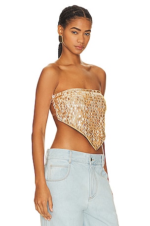 Camila Coelho Mirabel Top in Metallic Gold