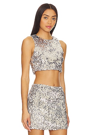 Camila Coelho Izabel Top in Metallic Silver