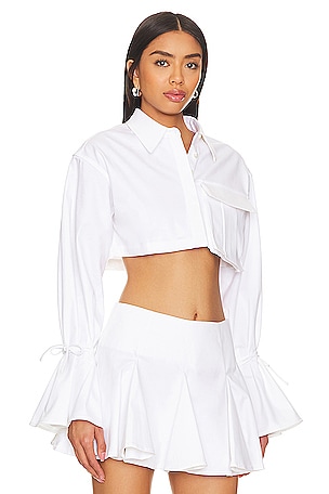 Camila Coelho Luz Cropped Shirt in White