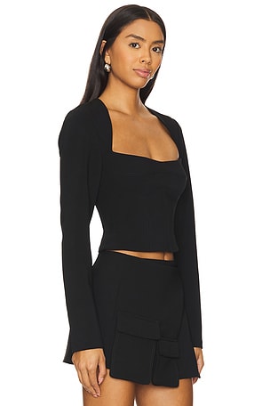 Camila Coelho Millie Long Sleeve Top in Black