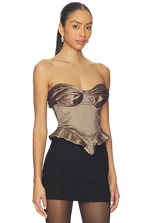 Camila Coelho Amaranta Top in Metallic Bronze. Size XS. Also