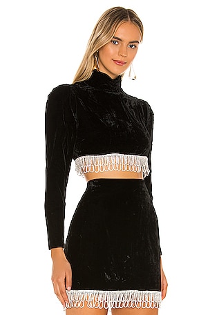 Camila Coelho Aliah Cropped Top in Black