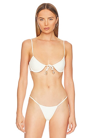 Solid Rib Triangle Bikini Swimsuit