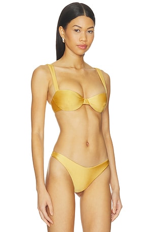Camila Coelho Solano Top in Metallic Gold. Size XL. Also