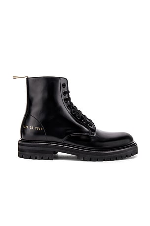 Common Projects Standard Lug Sole Combat Boot in Black REVOLVE