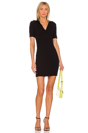COTTON CITIZEN Ibiza Short Sleeve Polo Dress in Black | REVOLVE