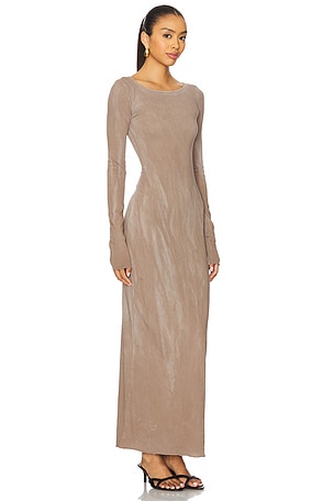 COTTON CITIZEN Marbella Long Sleeve Maxi Dress in Grey