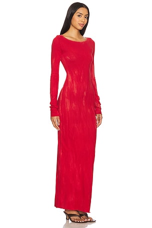 COTTON CITIZEN Marbella Long Sleeve Maxi Dress in Red