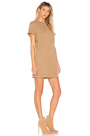 COTTON CITIZEN Tokyo Short Sleeve Mini Dress in Tan