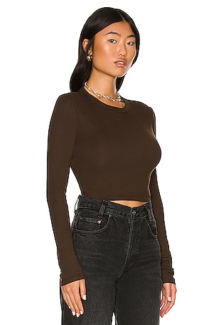 COTTON CITIZEN The Verona Crop Shirt in Chocolate