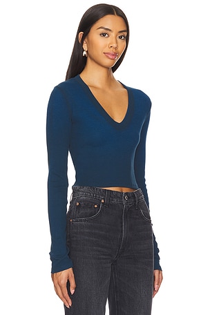 COTTON CITIZEN Verona Crop U Neck Shirt in Blue