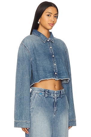 COTTON CITIZEN Manhattan Crop Shirt in Blue