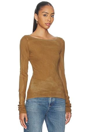 COTTON CITIZEN Marbella Boatneck Shirt in Brown