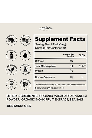 Cowboy Colostrum Vanilla Stick Packs 10ct in Beauty: NA