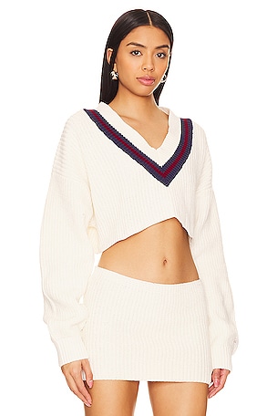 Champion X DANIELLE GUIZIO Crop Rib Knit Pullover Sweater in Cream