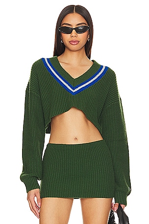 X DANIELLE GUIZIO Crop Rib Knit Pullover Sweater Champion
