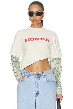 CPTN Apparel Jumper 2Fer Long Sleeve Tee in Cream