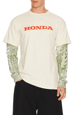 CPTN Apparel Jumper 2Fer Long Sleeve Tee in Cream