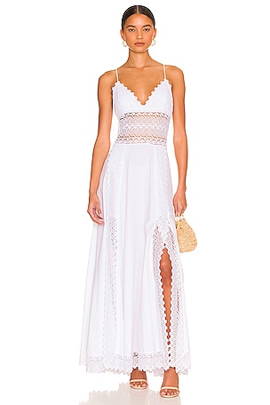 charo ruiz knit dresses Ibiza Brenda Long Dress in White Broderie anglaise