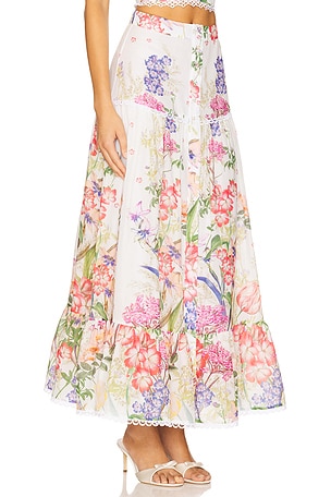 Charo Ruiz Ibiza Ann Long Skirt in Ivory,Pink
