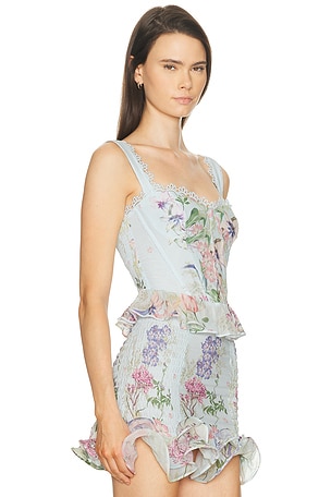 Charo Ruiz Ibiza Floret Top in Baby Blue. Size M. Also