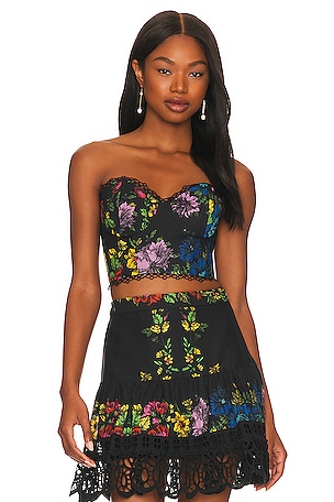 fig London♡ Carol bustier Zara Floral Corset Bustier Structured Top Size XSmall New