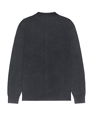 Corridor Long Sleeve Rice Stitch Polo in Charcoal