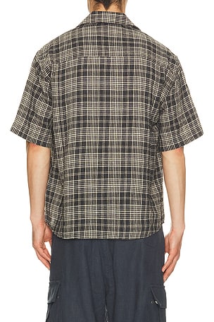 Corridor Plaid Seersucker Short Sleeve Shirt in Black