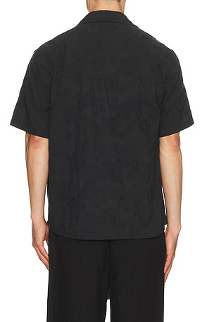Corridor Paisley Embroidery Short Sleeve Shirt in Black