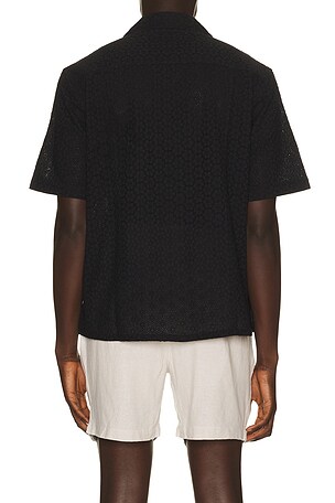 Corridor Floral Eyelet Short Sleeve Shirt in Black