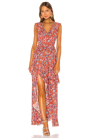 Cynthia Rowley Savannah Tiered Maxi Dress in Orange Multi | REVOLVE