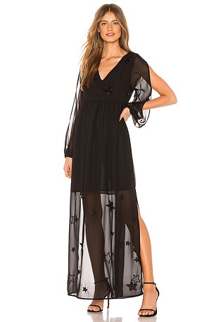 fitted lace wedding dress Chaser Saloonn Licorice Black Maxi Dress – P E A C H E S main image 1