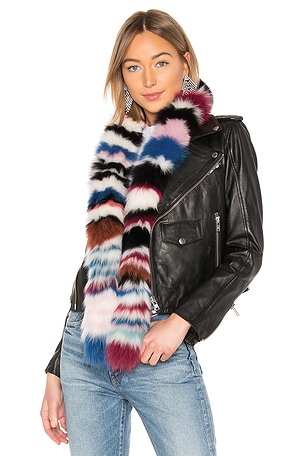 Charlotte Simone Chunky Monkey Fox Fur Scarf in Multi Stripe | REVOLVE