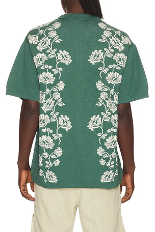 Critical Slide Peace Flower Knit Shirt in Green. Size S. Also