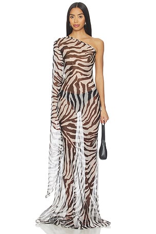 Zebra Print Maxi Dress Cha The Label