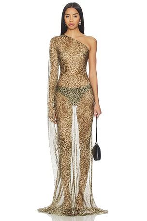 Leopard Print Maxi Dress Cha The Label