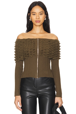 Off Shoulder Spiky Zip Up CHET LO