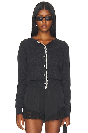Lace Trim Knit Wool Cardigan Cubic London