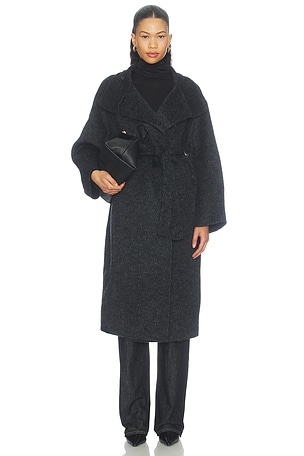 Classic Loose-fit Stand Collar Wool-blend Coat Cubic London