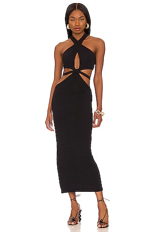 aziza dresses Cult Gaia Dress in Black Large Height Onika Fringe Dress — Aziza