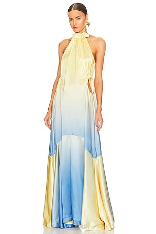 chinese dress ladies Cult Gaia Ritz Canary Silk Halter Midi Dress