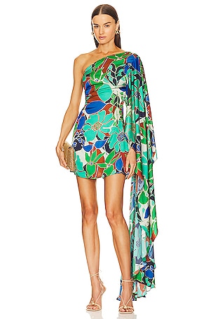 Cult Gaia Malia Dress in Botanic Aqua Silk Voile | REVOLVE
