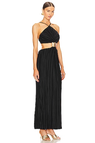 Cult Gaia Mitra Sleeveless Halter Gown in Black